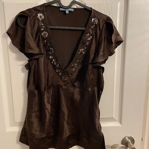 🐰smart set silk sequin beaded top